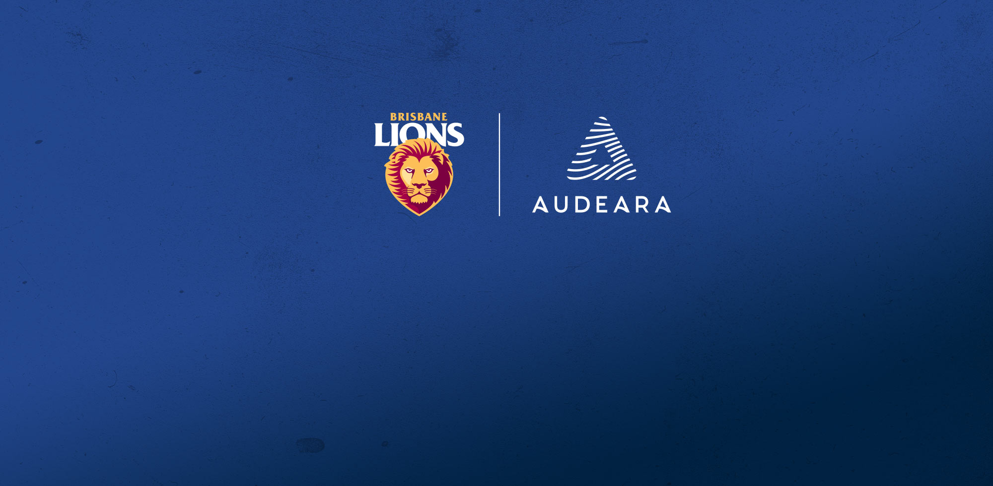 Brisbane Lions and Audeara logos on a blue background